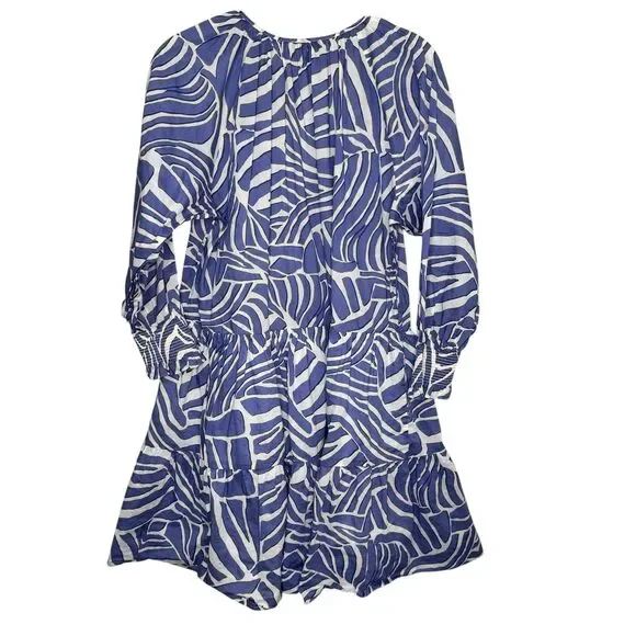 Rails Sia Island Waves Dress Womens Medium Blue Leaf Print Tiered Mini Boho - Picture 6 of 9